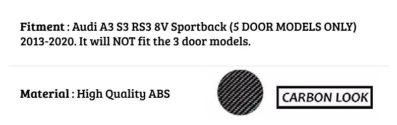 Audi A3 S3 RS3 Sportback Car Rear Roof Spoiler 2013-2020 Carbon Fibre