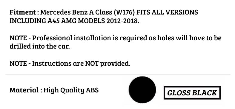 Mercedes A Class Car Rear Roof Spoiler 2012-2018 Gloss Black