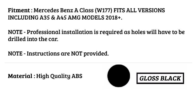 Mercedes A45 A Class Car Rear Roof Spoiler 2018-2024 Gloss Black