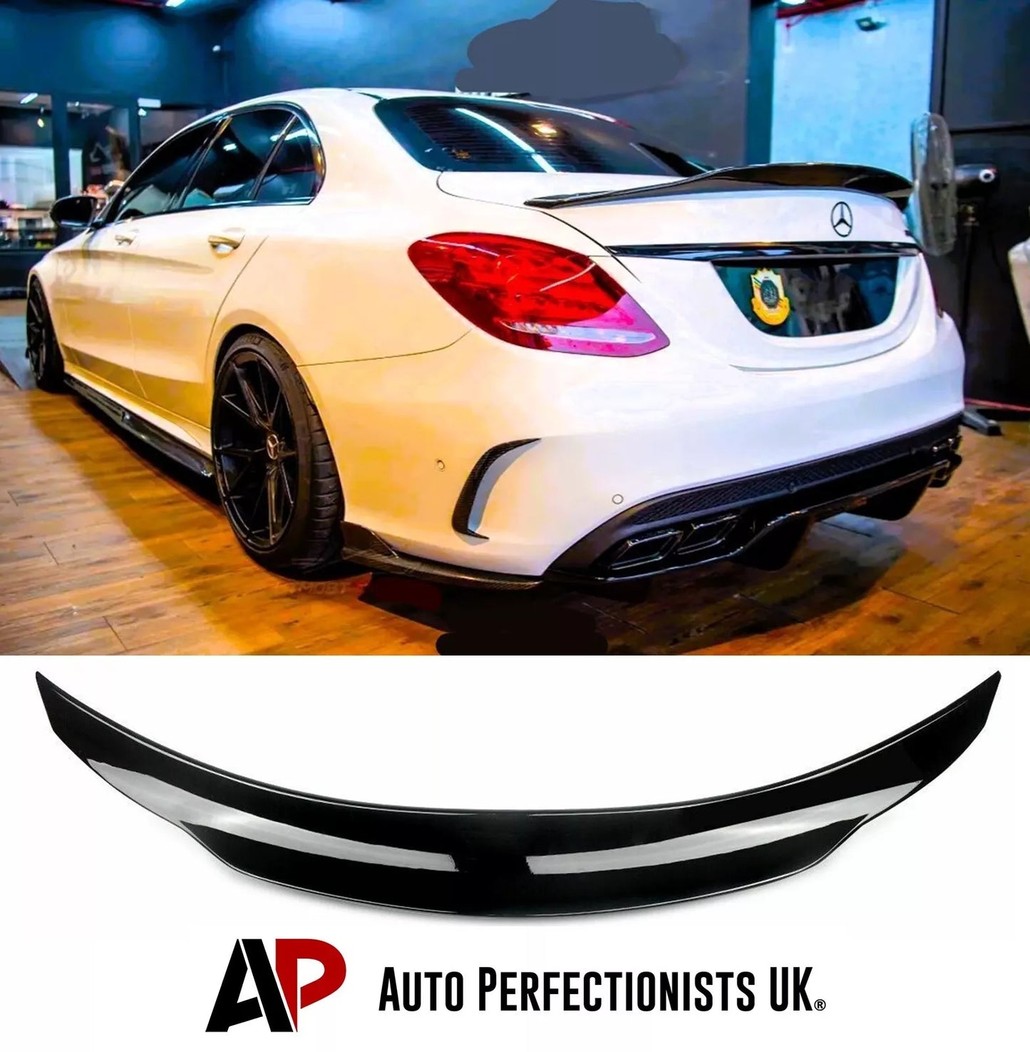 Mercedes C Class W205 Car Rear Spoiler 2014-2021 Abs Gloss Black