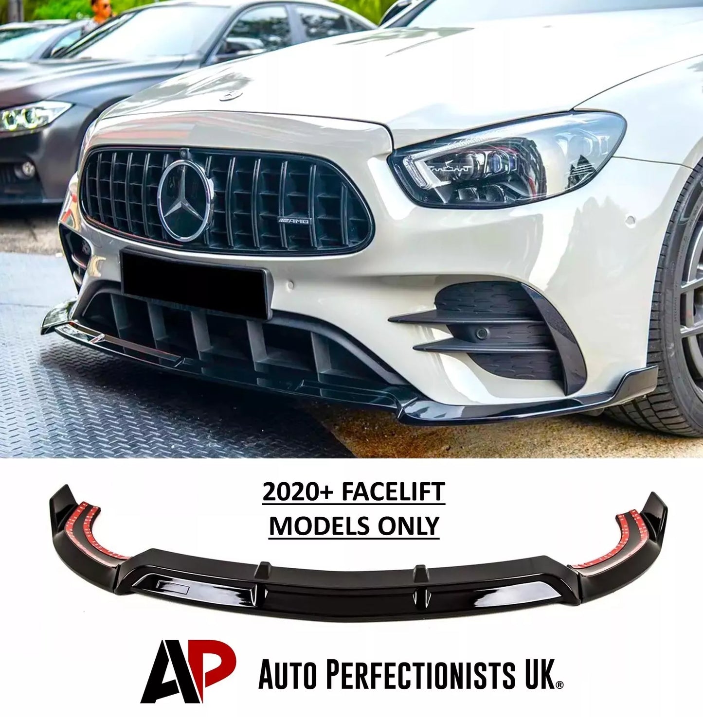 Mercedes E Class E43 E53 Front Splitter 2020-2024 Gloss Black