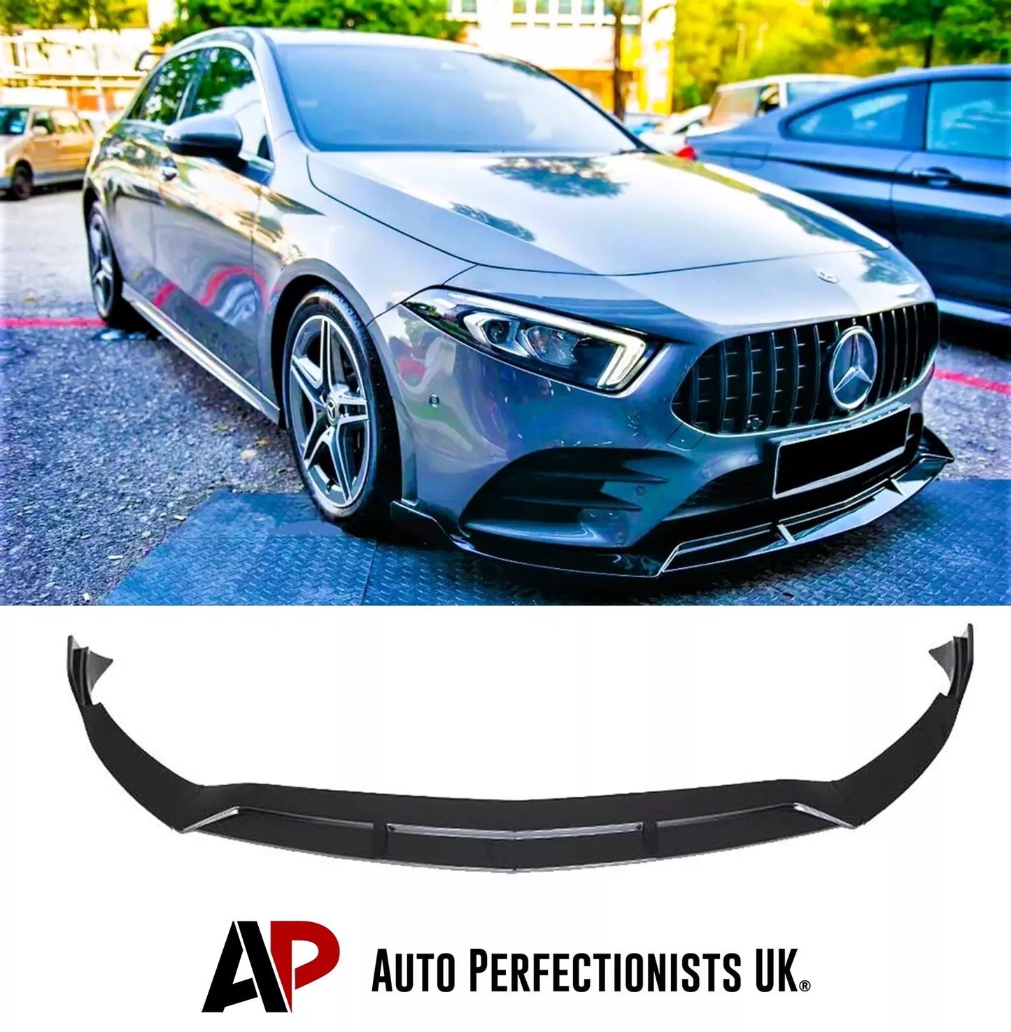 Mercedes A Class A35 Front Splitter 2018-24 Brabus Style Gloss Black