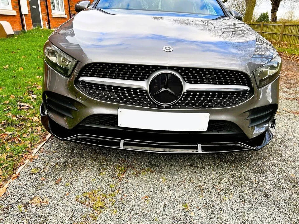 Mercedes A Class A35 Front Splitter 2018-24 Brabus Style Gloss Black