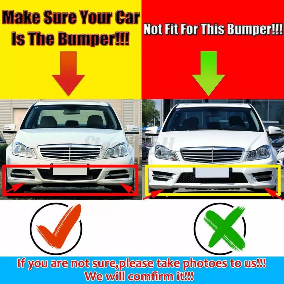 Mercedes C Class SE Front Splitter 2011-2015 Brabus Style Gloss Black