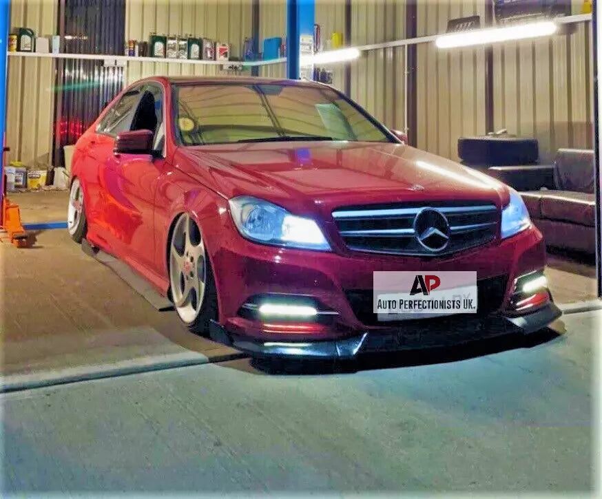 Mercedes C Class SE Front Splitter 2011-2015 Brabus Style Gloss Black
