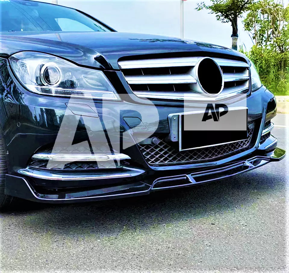 Mercedes C Class SE Front Splitter 2011-2015 Brabus Style Gloss Black