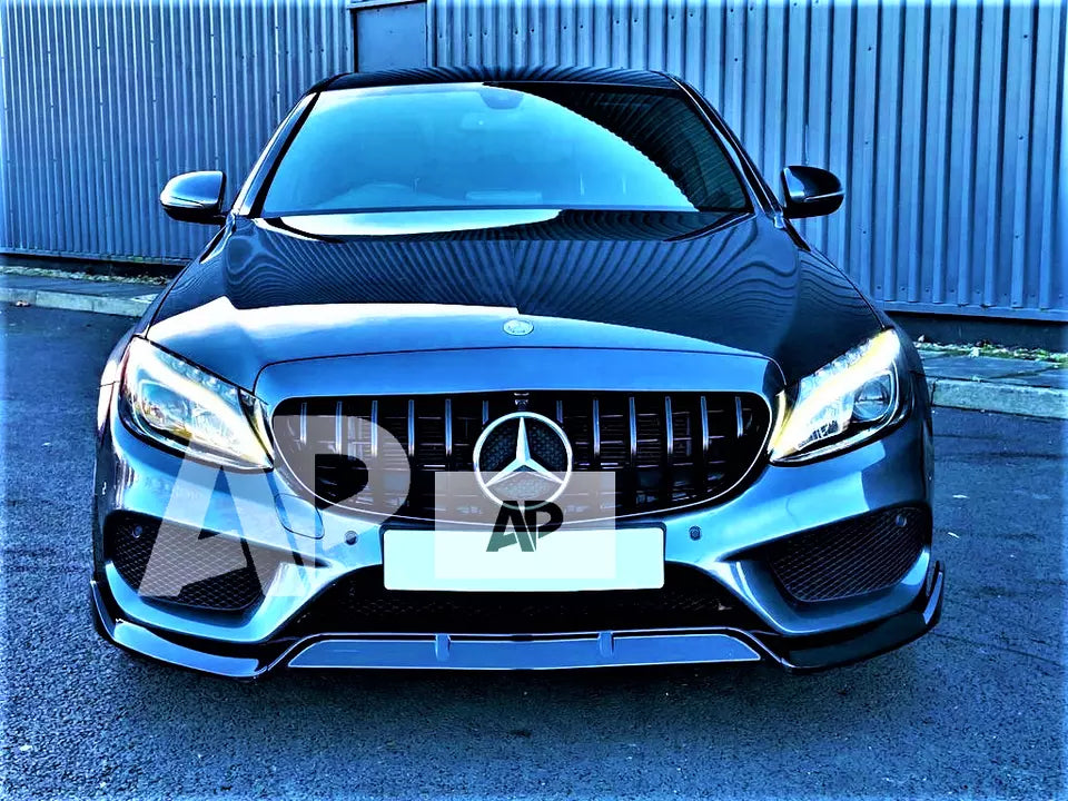 Mercedes C Class C43 Front Splitter 2014-18 Brabus style Gloss Black