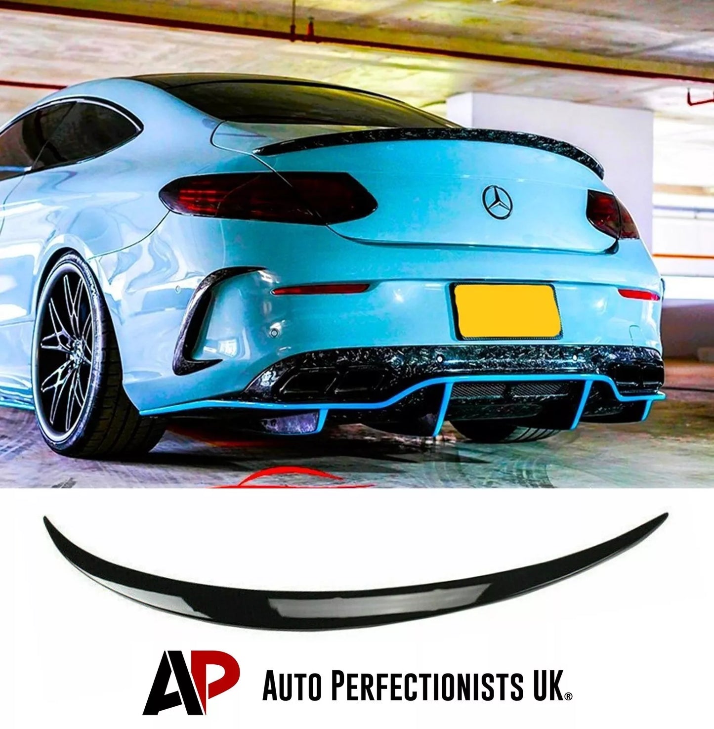 Mercedes C Class Coupe W205 Car Rear Spoiler 2014-2021 Gloss Black