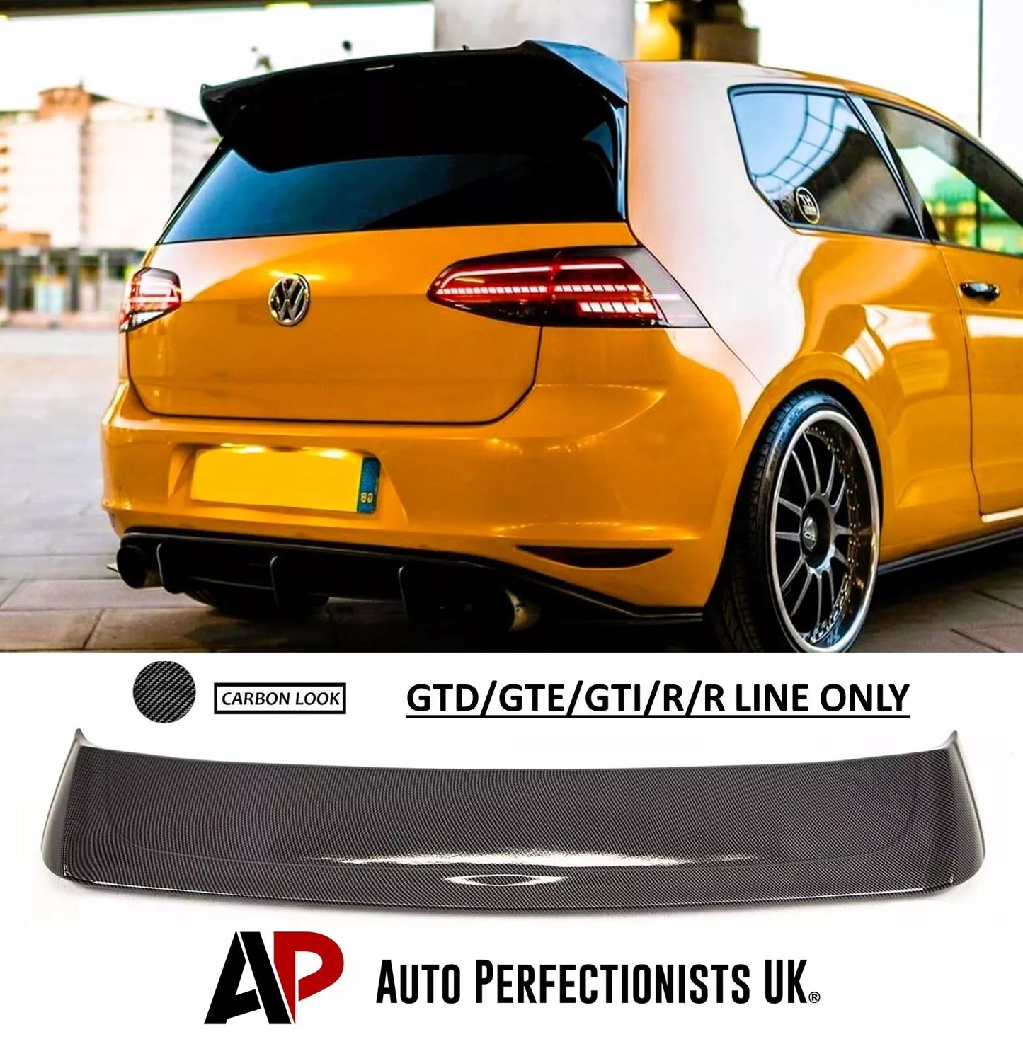 VW Golf MK7 MK7.5 Car Rear Roof Spoiler 2013-2020 Carbon Fibre