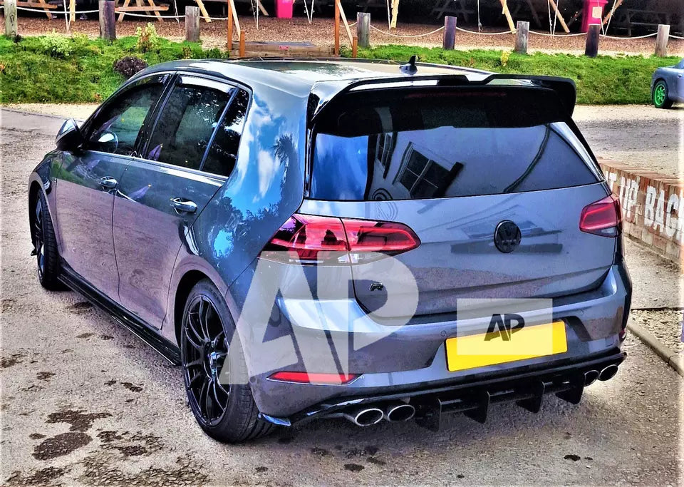 VW Golf R MK7.5 Rear Blade Style Diffuser 2016-2020 Gloss Black