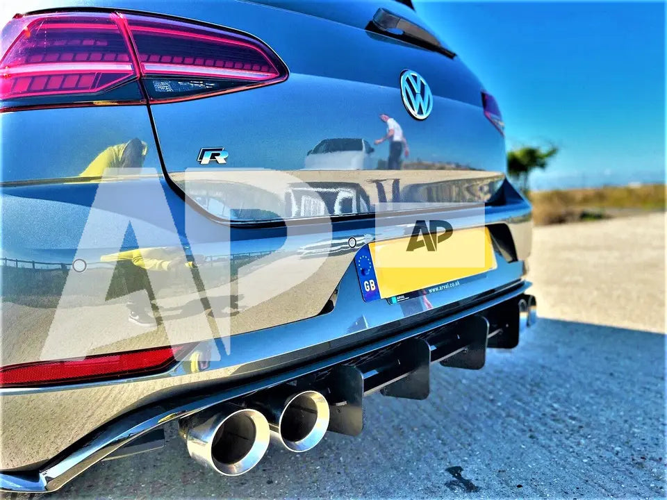 VW Golf R MK7.5 Rear Blade Style Diffuser 2016-2020 Gloss Black