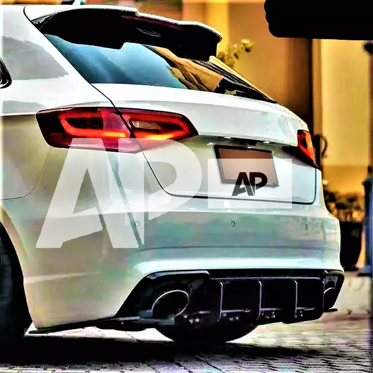 Audi RS3 Rear Blade Style Diffuser 2017-2020 Gloss Black