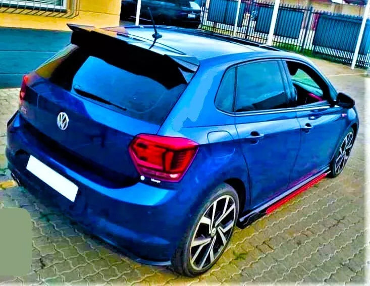 VW Polo MK6 Car Rear Roof Spoiler AW 2018-24 Batman Style Gloss Black