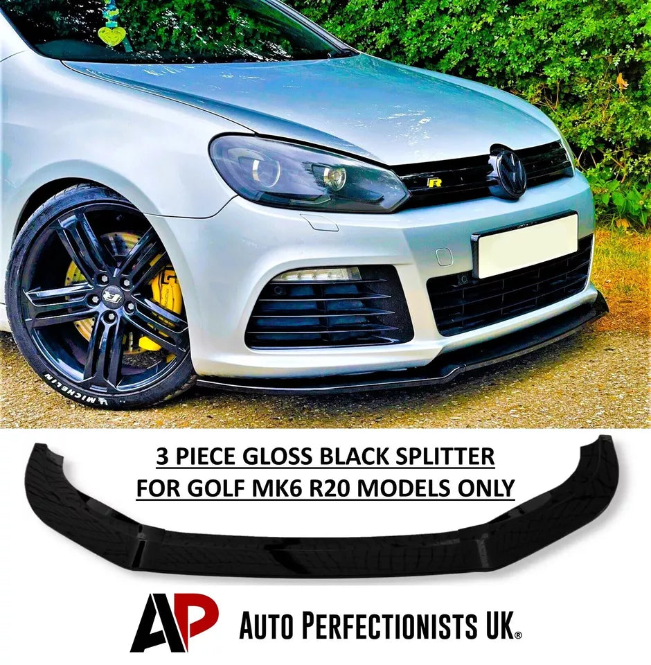 VW Golf MK6 R20 R Front Splitter Lip 2008-2013 Gloss Black