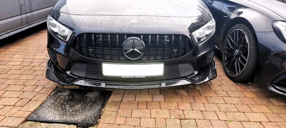 Mercedes A Class SE Front Splitter 2018-24 Brabus Style Gloss Black