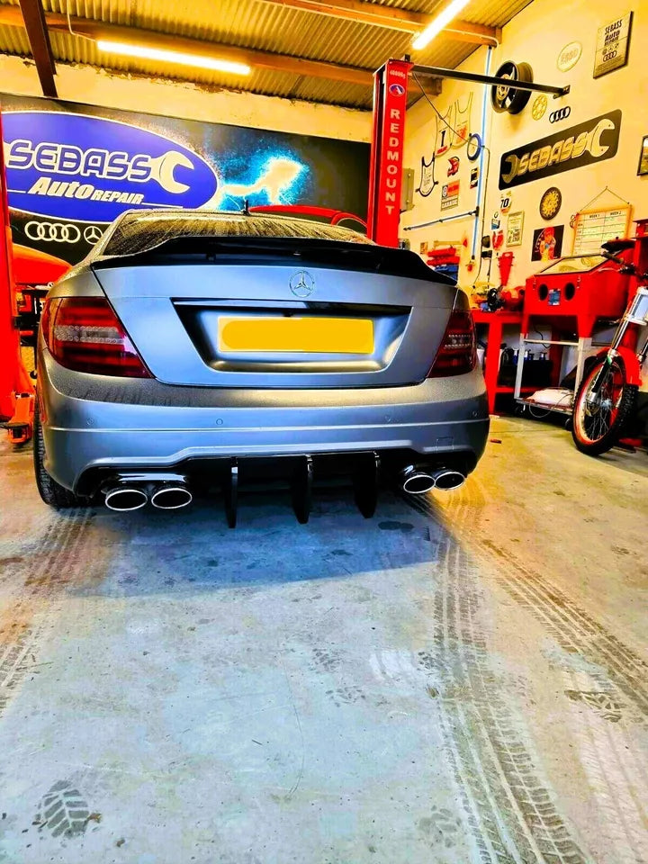 Mercedes C Class Coupe W204 Car Rear Spoiler 2007-2014 Gloss Black