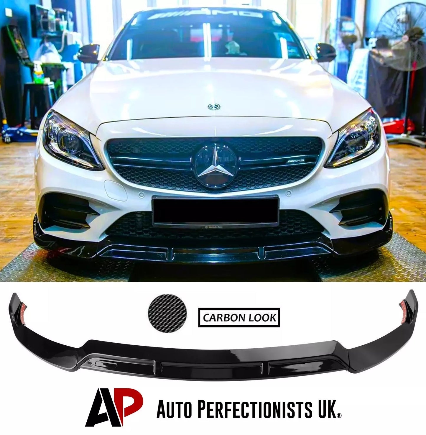 Mercedes C Class C43 Front Splitter 2019-21 Brabus Style Carbon Fibre