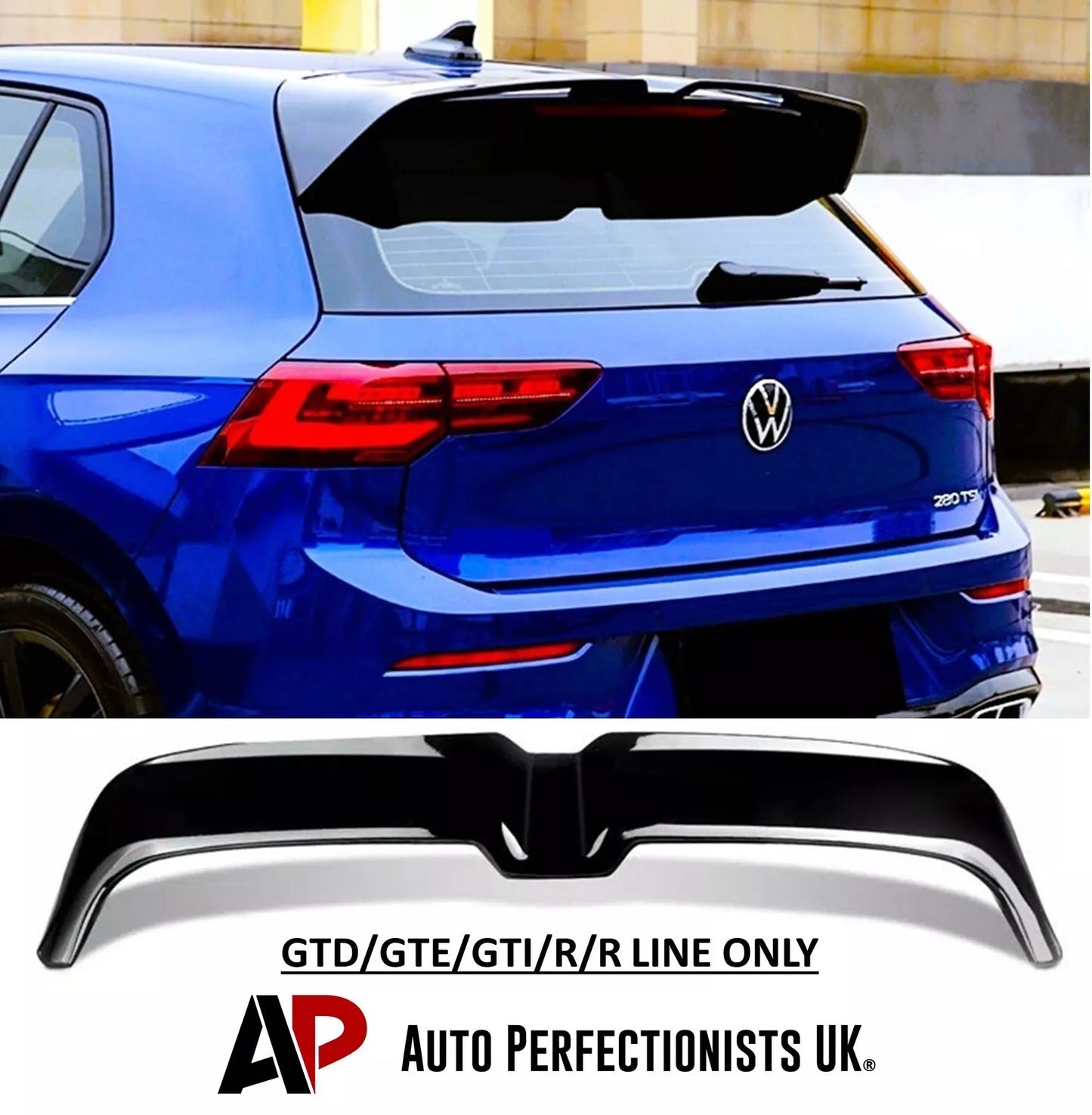 VW Golf MK8 Car Rear Roof Spoiler R GTD GTI 2019-2024 Gloss Black