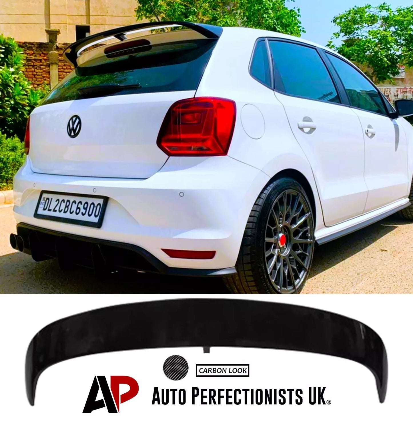 VW Polo MK5 Car Rear Roof Spoiler 2009-2017 WRC Style Carbon Fibre
