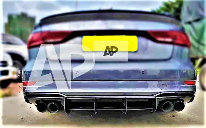 Audi S3 Saloon 8V Rear Blade Style Diffuser 2017-2020 Gloss Black