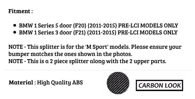 BMW 1 Series F20 F21 Front Splitter 2011-15 M Performance Carbon Fibre