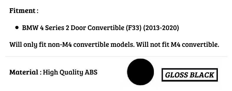 BMW 4 Series Convertible F33 Car Rear Spoiler 2013-2020 Gloss Black
