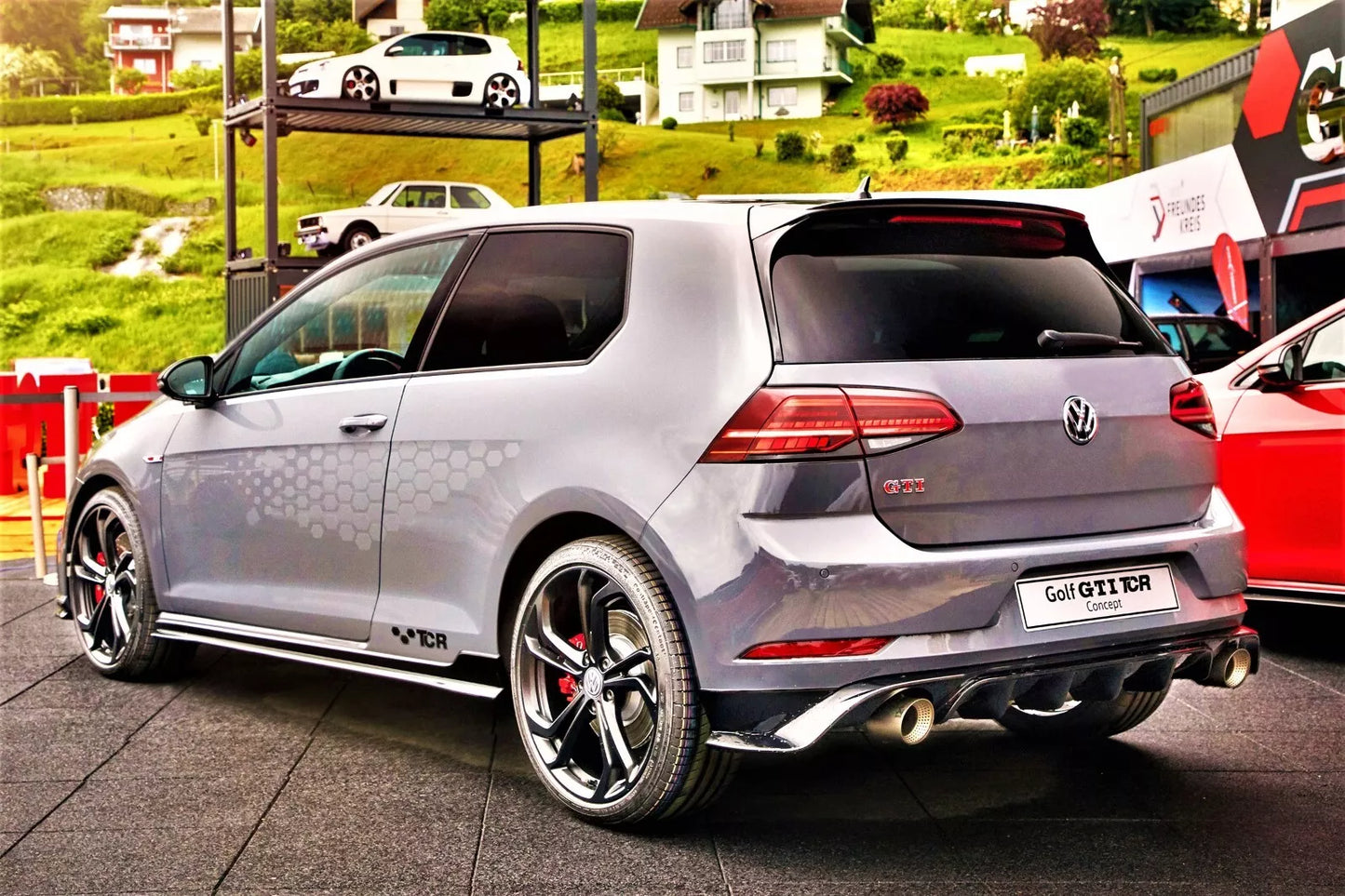VW Golf MK7.5 TCR Style Rear Diffuser Spoiler ABS Gloss Black