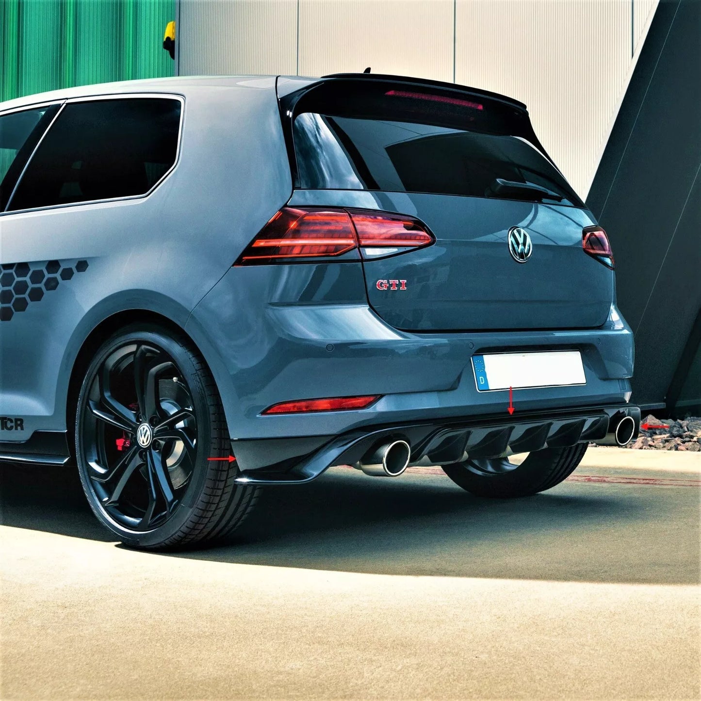 VW Golf MK7.5 TCR Style Rear Diffuser Spoiler ABS Gloss Black