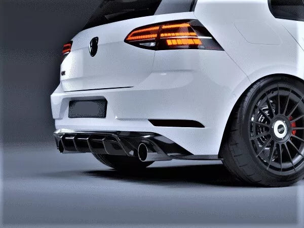 VW Golf MK7.5 TCR Style Rear Diffuser Spoiler ABS Gloss Black