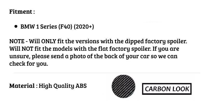 BMW 1 Series F40 Car Rear Roof Spoiler 2020-2024 Carbon Fibre