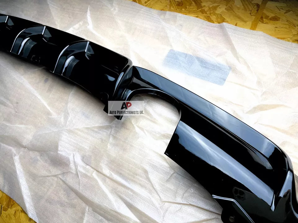 BMW 3 Series F30 Rear Valance Diffuser Dual Exit 2011-2019 Gloss Black