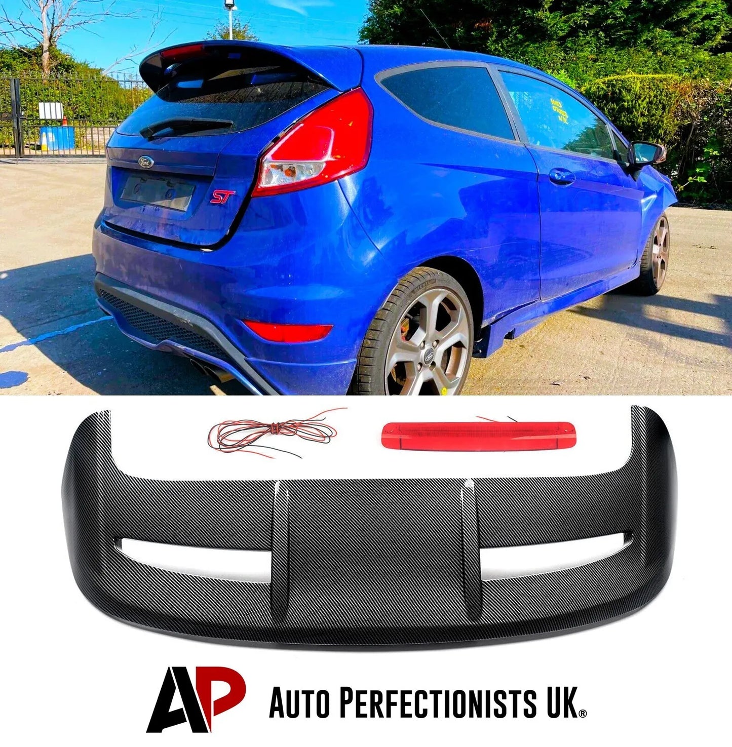 Ford Fiesta MK7 MK7.5 Car Rear Roof Spoiler 'ST Look' Style Carbon Fibre
