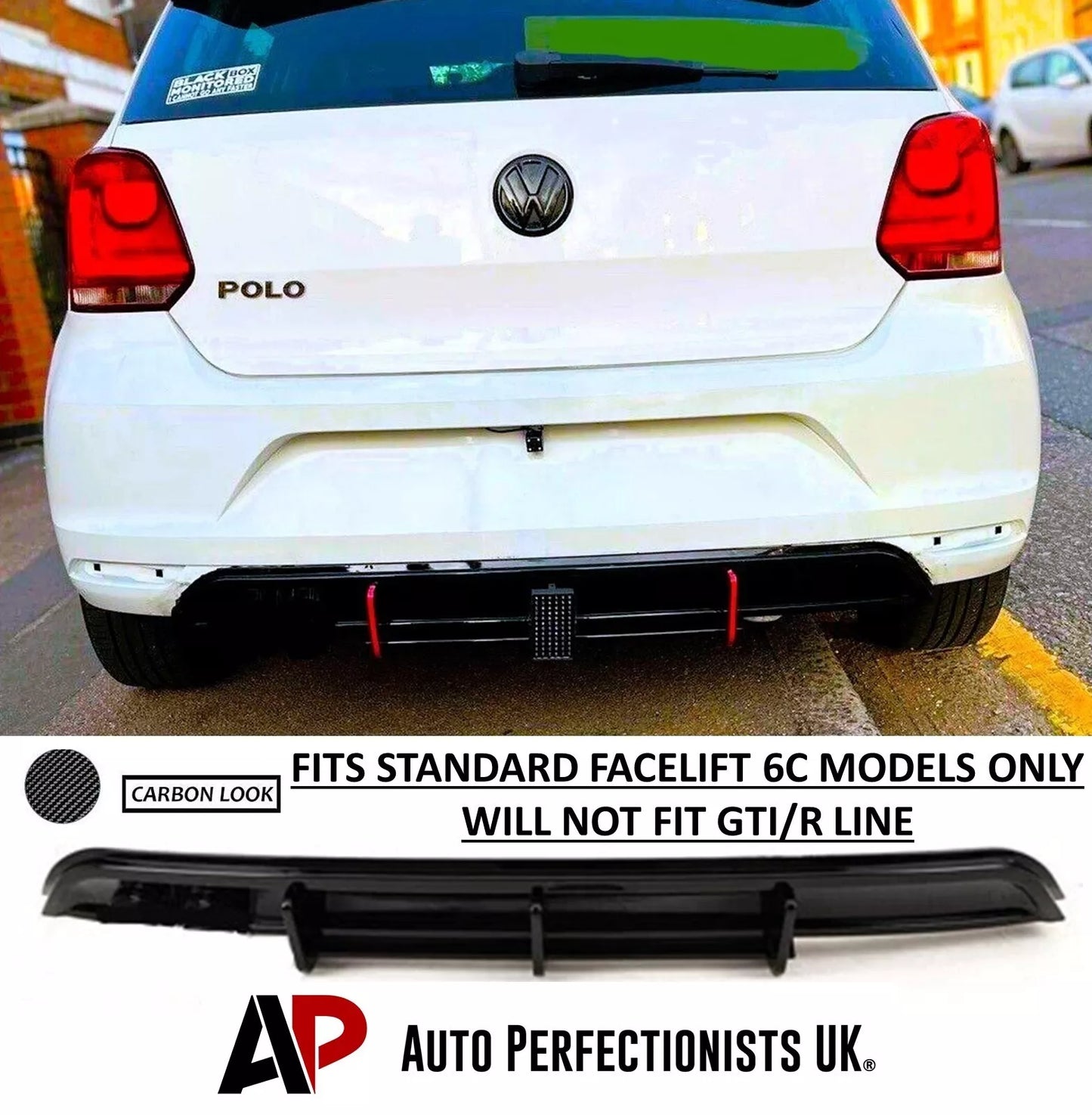VW Polo MK5 6C Rear Valance Diffuser 2014-2017 Carbon Fibre
