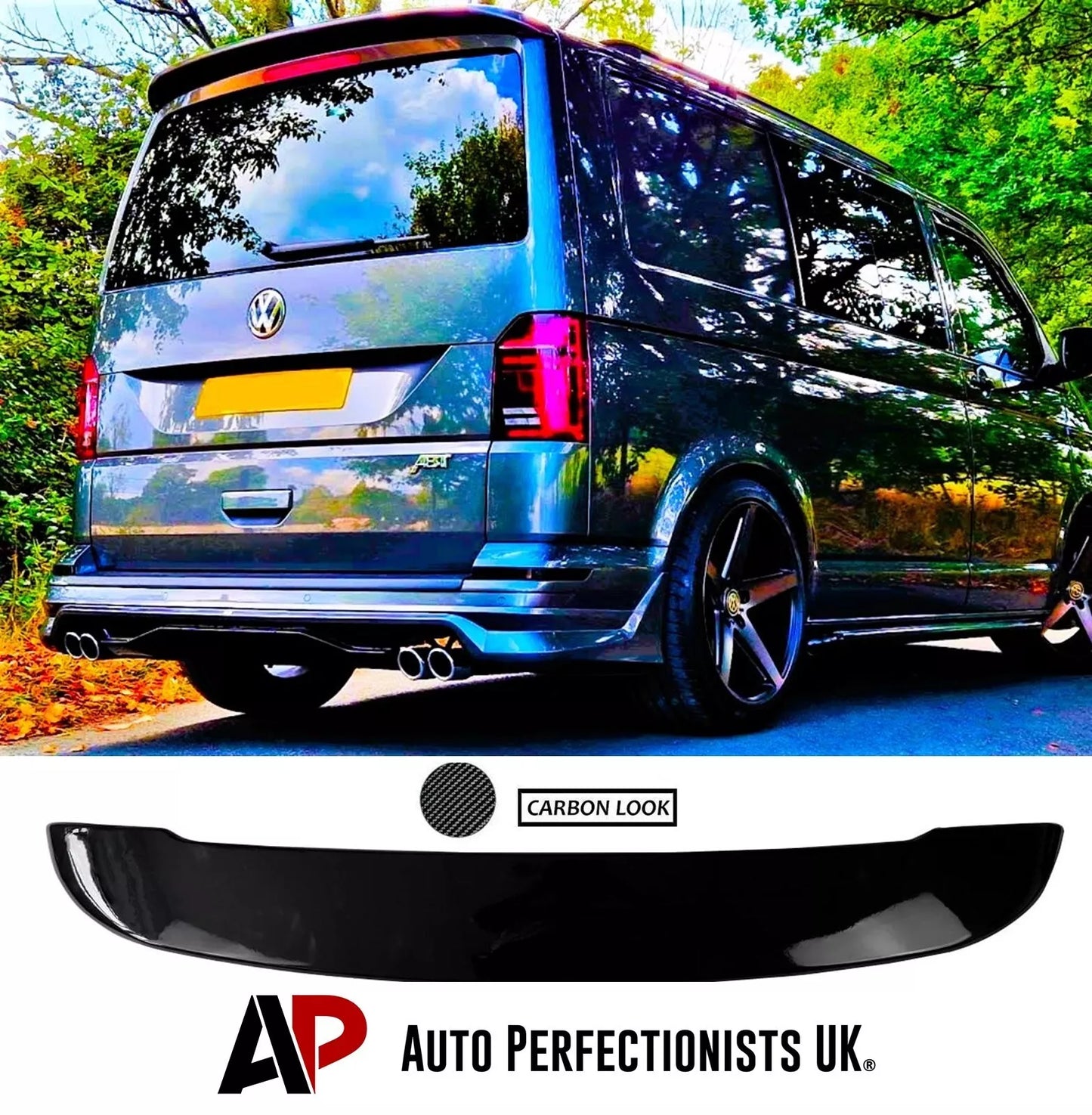 VW Transporter T6 Car Rear Roof Spoiler 2015-24 Tailgate Carbon Fibre