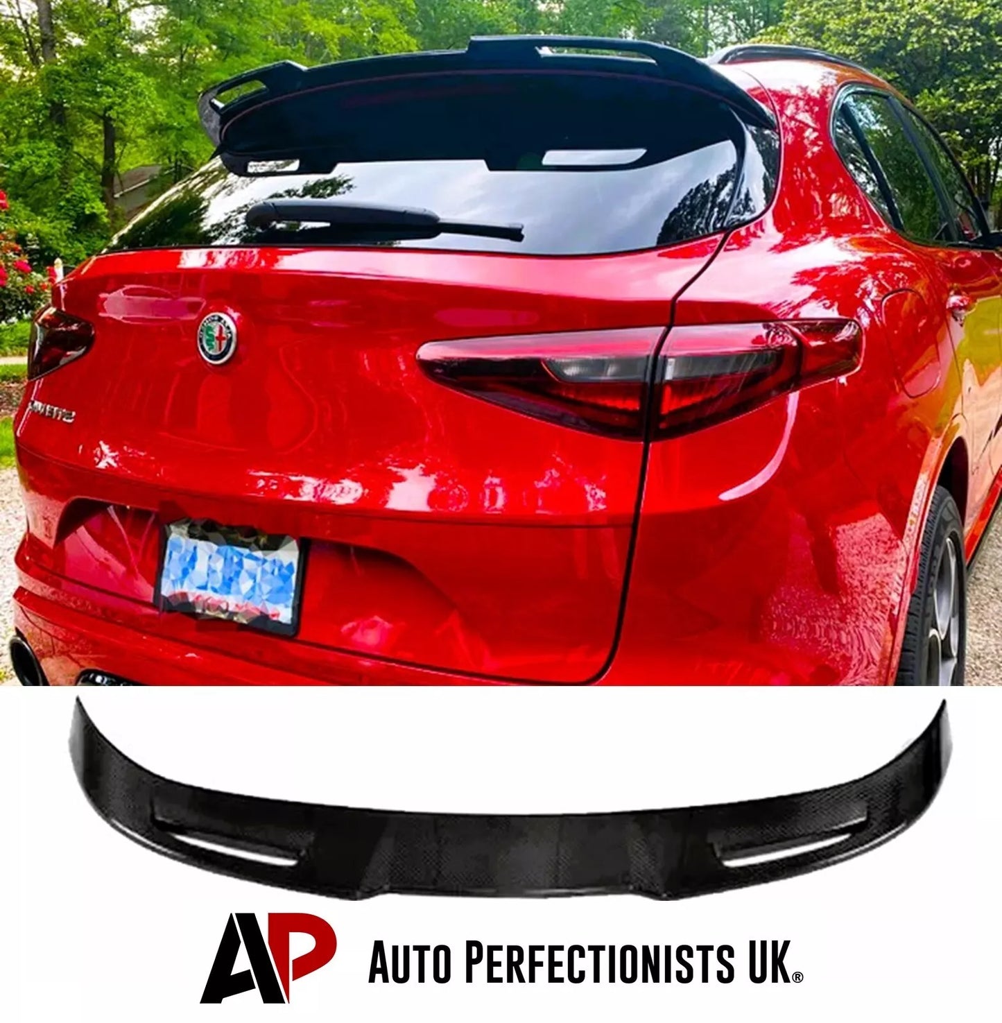 Alfa Romeo Stelvio Car Rear Roof Spoiler 2017-2024 Gloss Black