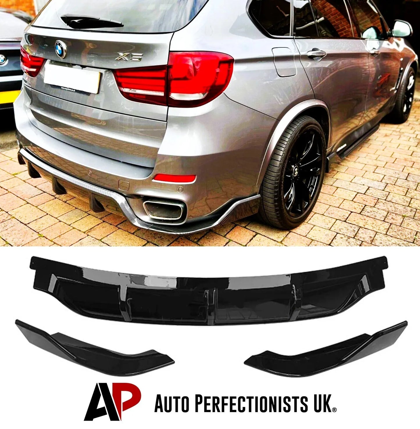 BMW X5 F15 Rear Diffuser Lip Valance Bumper 2013-2018 Abs Gloss Black
