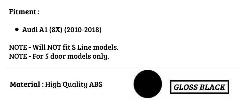 Audi A1 Car Rear Roof Spoiler 8X 2010-2018 Gloss Black