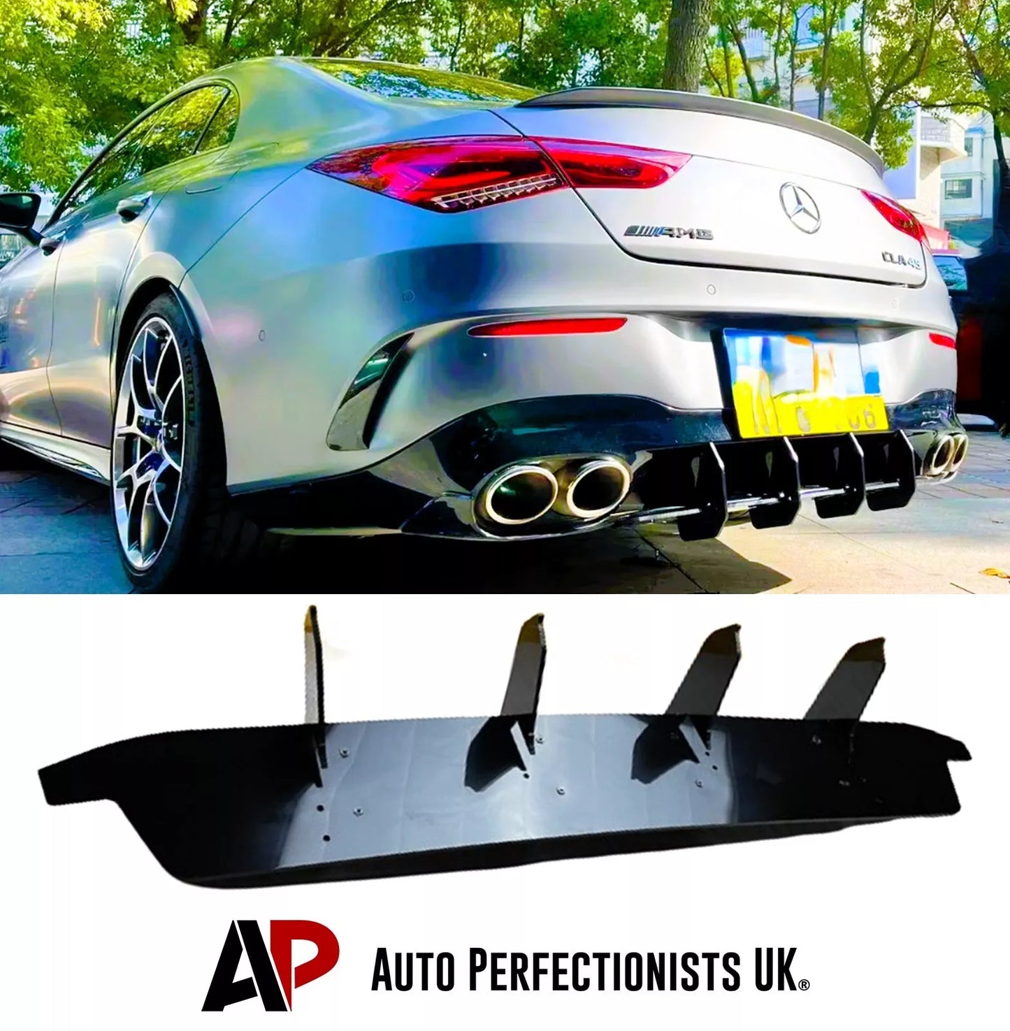 Mercedes CLA35 Rear Shark Fin Diffuser Lip 2019-2024 Gloss Black