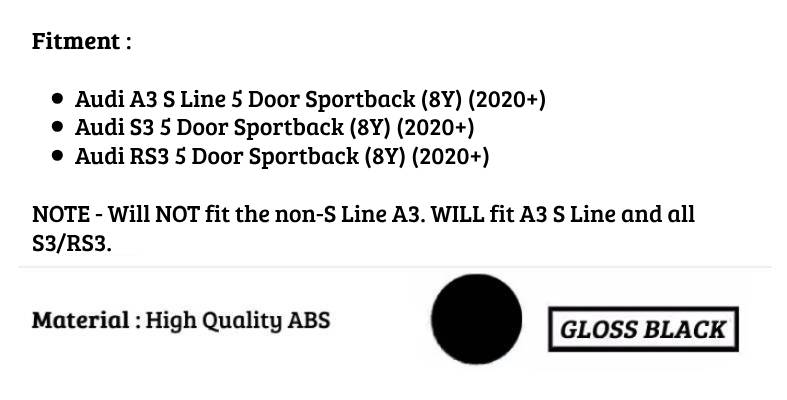 Audi A3 S3 RS3 Sportback Car Rear Roof Spoiler 2020-2024 Gloss Black