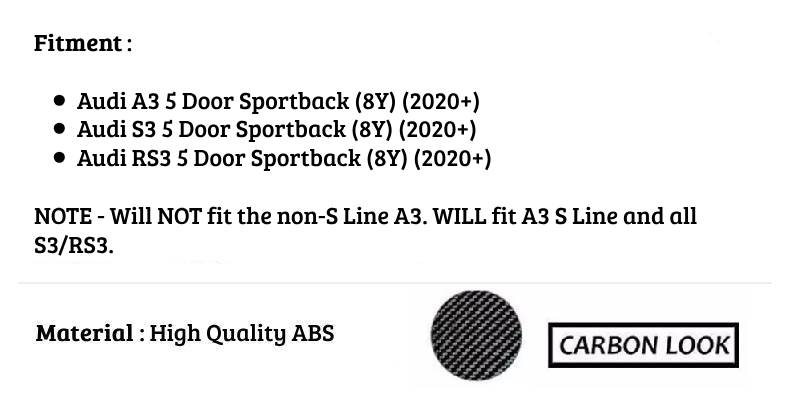 Audi A3 S3 RS3 Sportback Car Rear Roof Spoiler 2020-2024 Carbon Fibre
