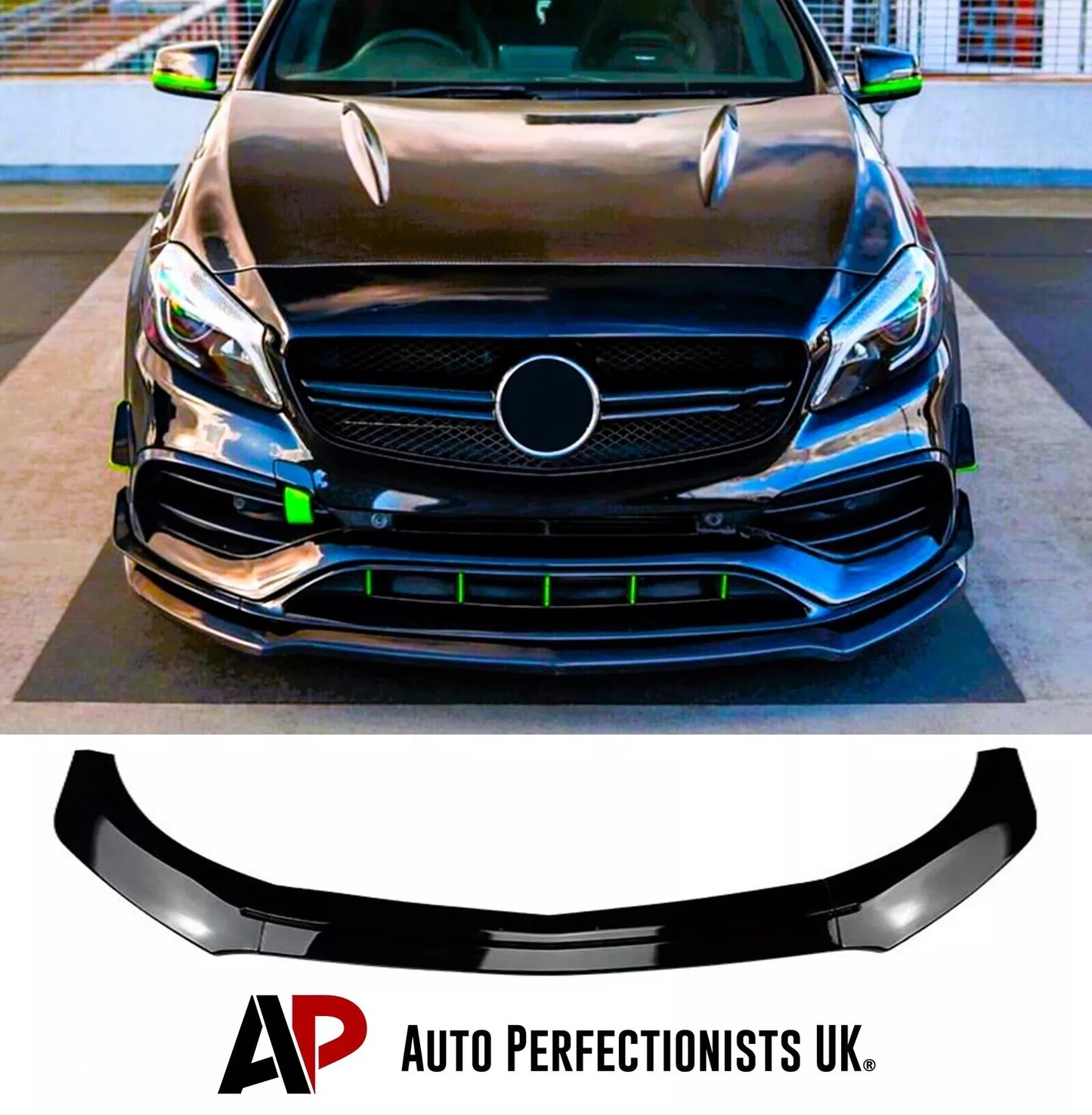 Mercedes A Class A35 A45 W176 Front Splitter 2012-18 Gloss Black