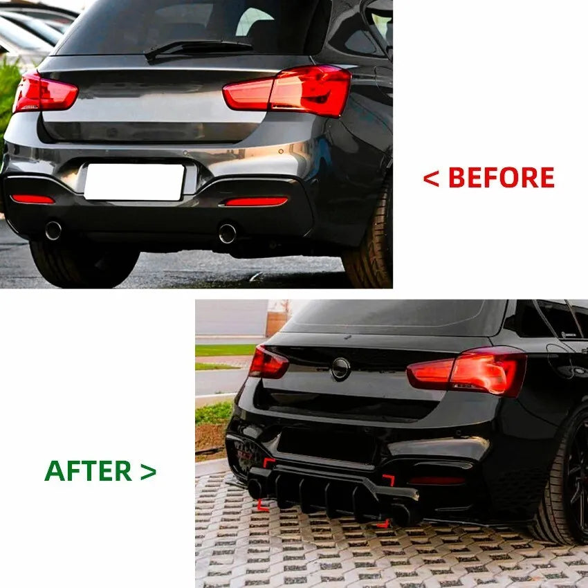 BMW 1 Series F20 F21 Rear Shark Fin Diffuser 2015-2019 Gloss Black