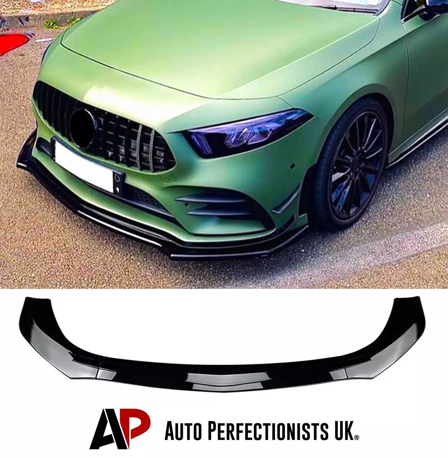 Mercedes A Class A35 A45 AMG W177 Front Splitter 2018-2024 Gloss Black