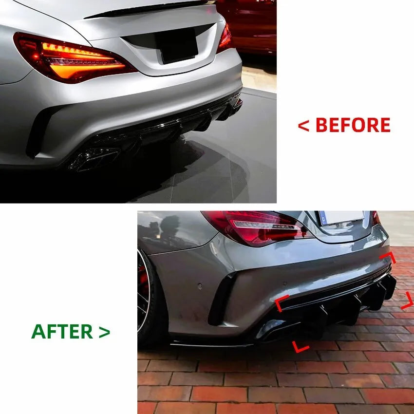 Mercedes CLA45S AMG Rear Shark Fin Diffuser Lip 2015-2019 Gloss Black