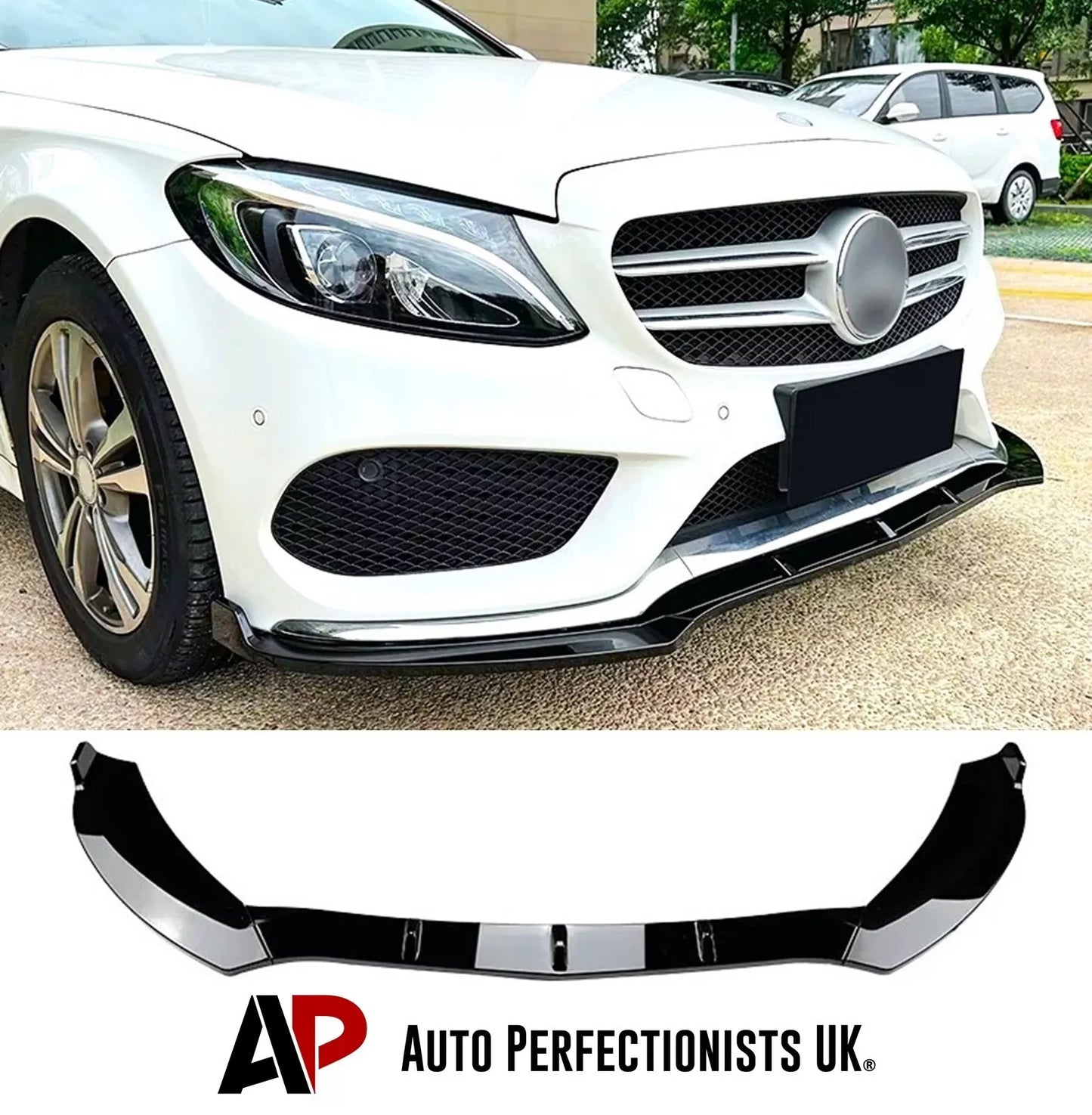 Mercedes C Class C43 W205 C205 Front Splitter 2014-2018 Abs Gloss Black