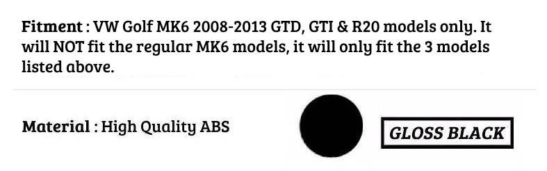 VW Golf MK6 Car Rear Roof Spoiler GTD GTI R20 R 2008-2013 Gloss Black