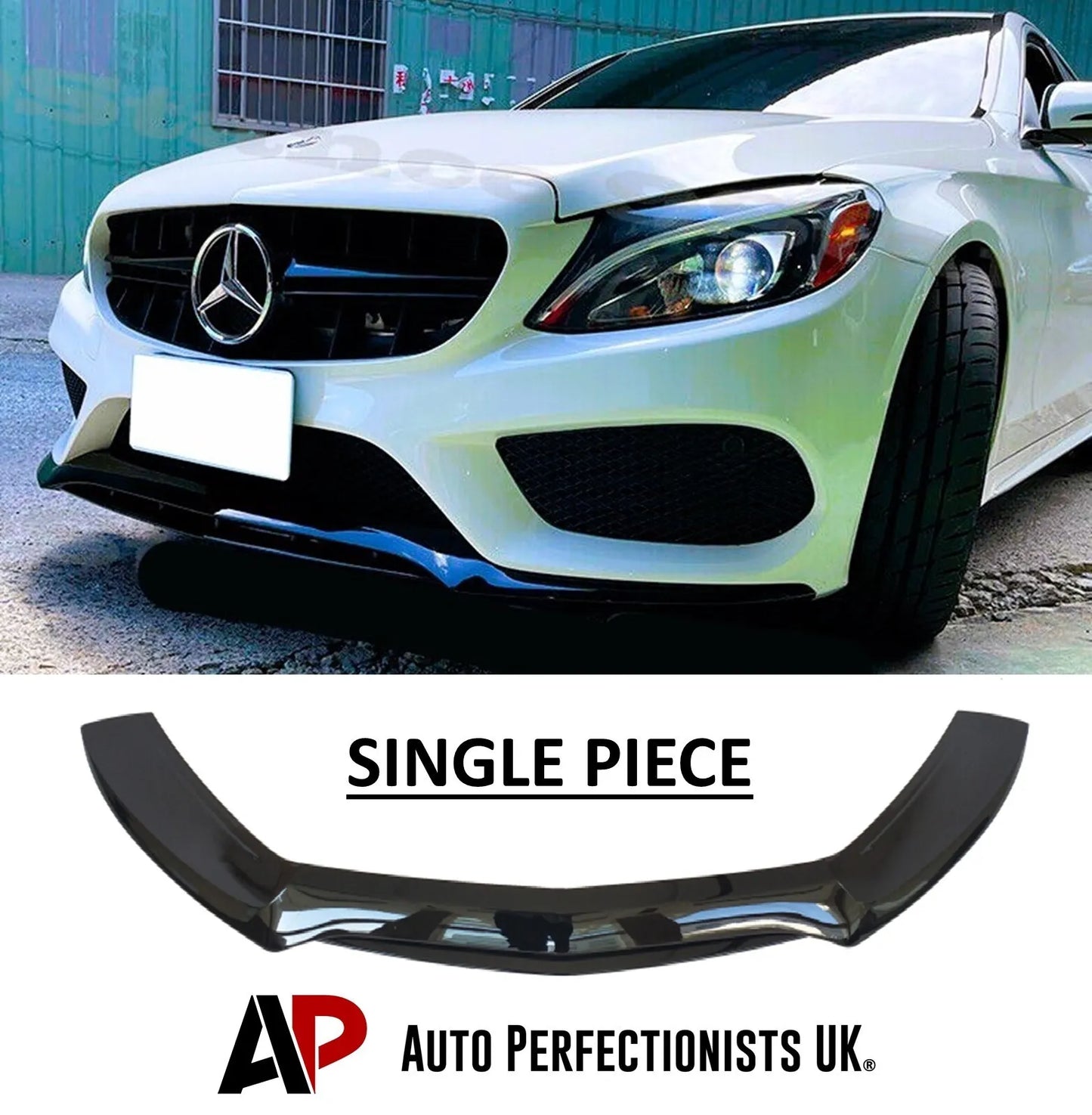 Mercedes C Class C43 W205 C205 Front Splitter 2014-18 Abs Gloss Black