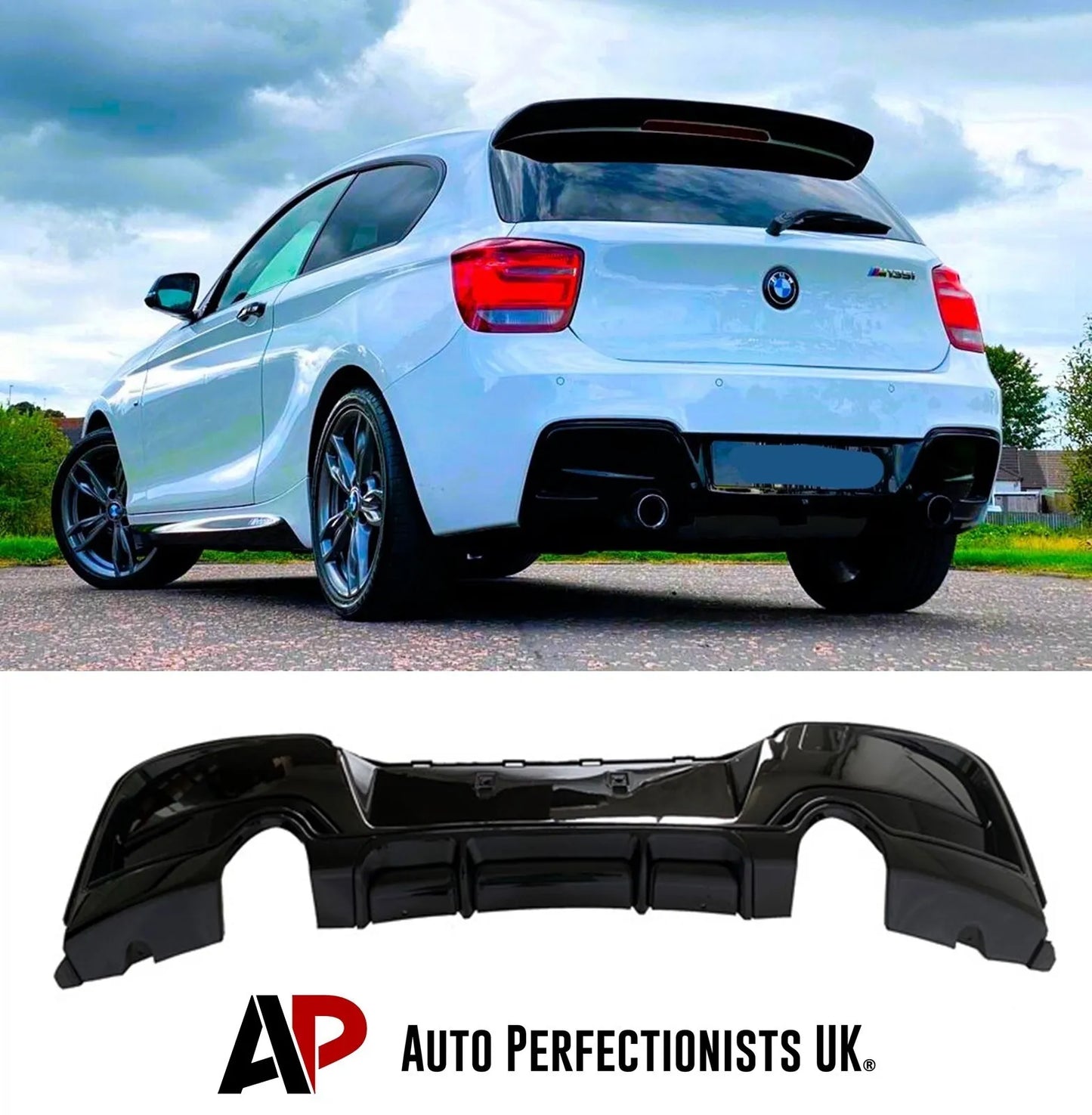 BMW 1 Series F20 F21 Rear Diffuser Lip Bumper 2011-2015 Gloss Black