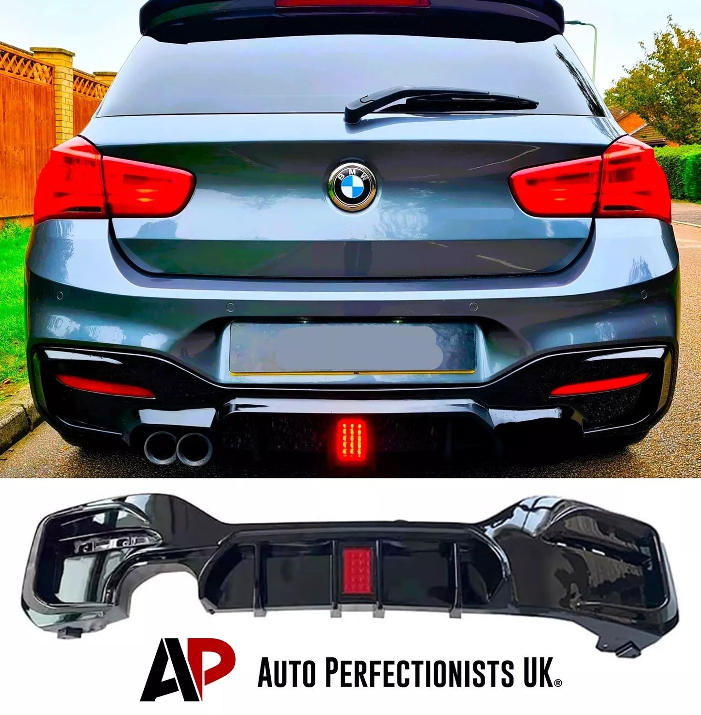 BMW 1 Series Rear Diffuser Lip Valance Bumper 2015-2019 Gloss Black