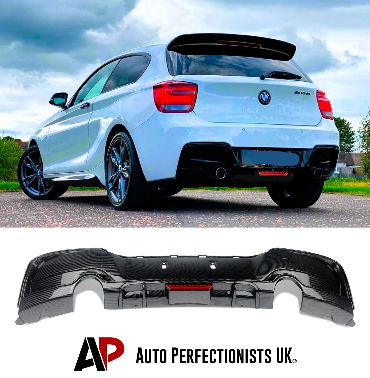 BMW 1 Series F20 F21 Rear Diffuser Lip Valance 2011-2015 Abs Gloss Black